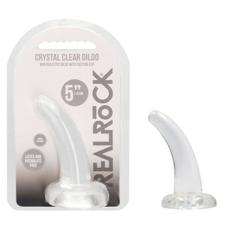 RealRock Non Realistic Dildo With Suction Cup 11.5 Cm Clear Curved Pegging Dong - DONGS