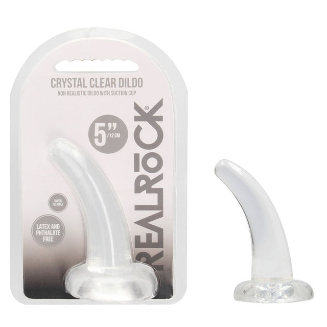 RealRock Non Realistic Dildo With Suction Cup 11.5 Cm Clear Curved Pegging Dong - DONGS