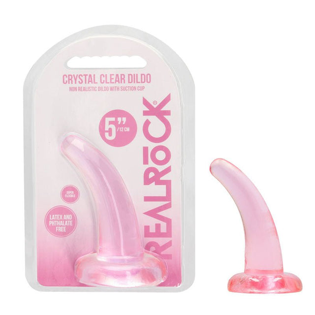 RealRock Non Realistic Dildo With Suction Cup 11.5 Cm Pink Curved Pegging Dong - DONGS