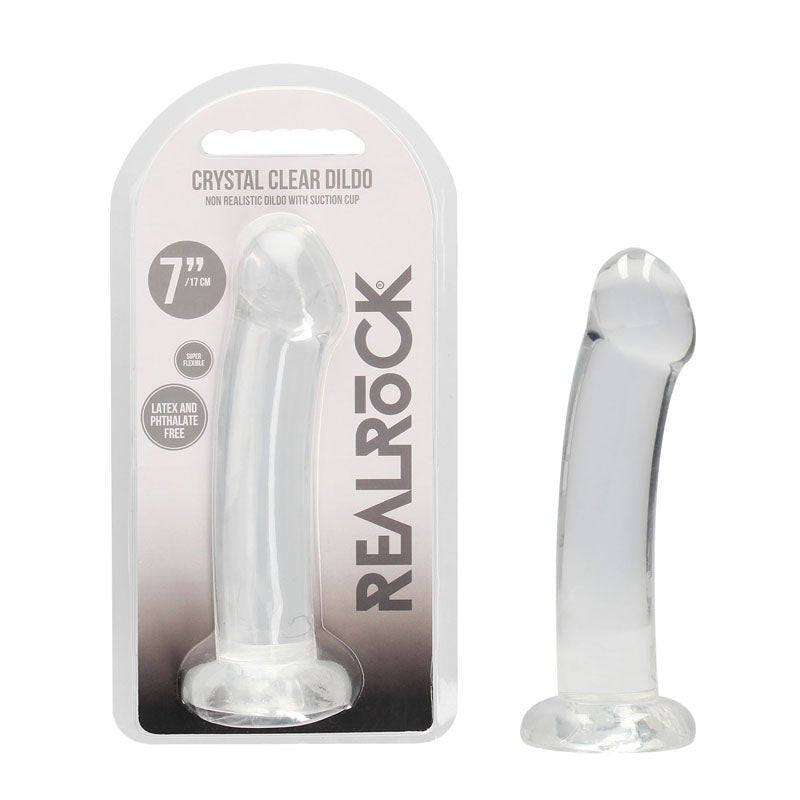 REALROCK Non Realistic Dildo With Suction Cup 17 Cm Clear - DONGS