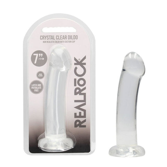 REALROCK Non Realistic Dildo With Suction Cup 17 Cm Clear - DONGS