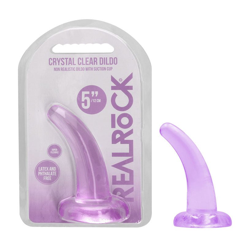 RealRock Non Realistic Dildo With Suction Cup Purple 11.5 Cm Curved Pegging Dong - DONGS