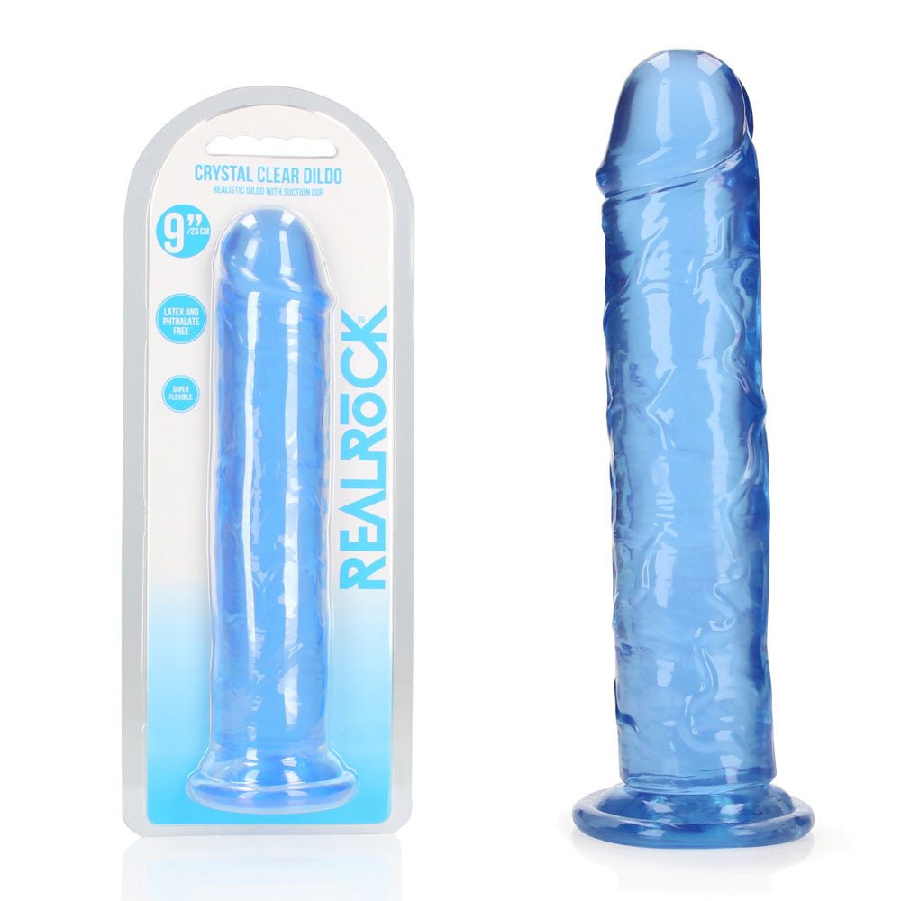 RealRock Premium 25 Cm Straight Dildo Blue 10 Inch Dong - DONGS