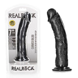 REALROCK Realistic Curved Dildo with Suction Cup - 7 Inch PVC G - Spot Toy - DONGS
