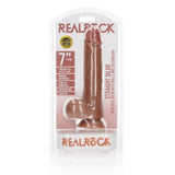 REALROCK Realistic Dildo with Balls – 18cm Tan PVC Suction Cup Dong - DONGS