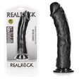 Realrock Realistic Regular Curved Dildo With Suction Cup 23 Cm Black Dong - DONGS