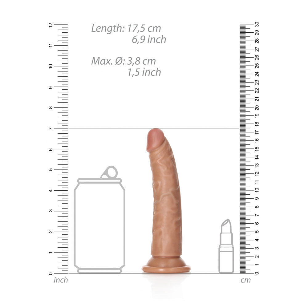 REALROCK Realistic Slim Dildo - 6 Inch Tan PVC Dildo with Suction Cup - DONGS