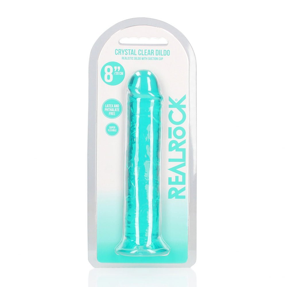 RealRock Straight Dildo Turquoise 8 Inch Dong - DONGS