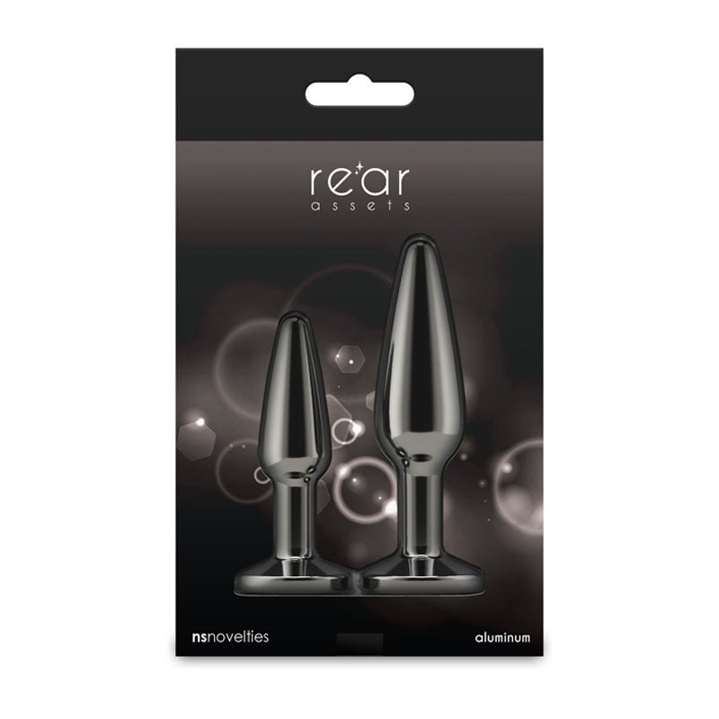 Rear Assets Tapered Trainer Kit - Gunmetal Metal Butt Plugs - Set of 2 Sizes - ANAL TOYS