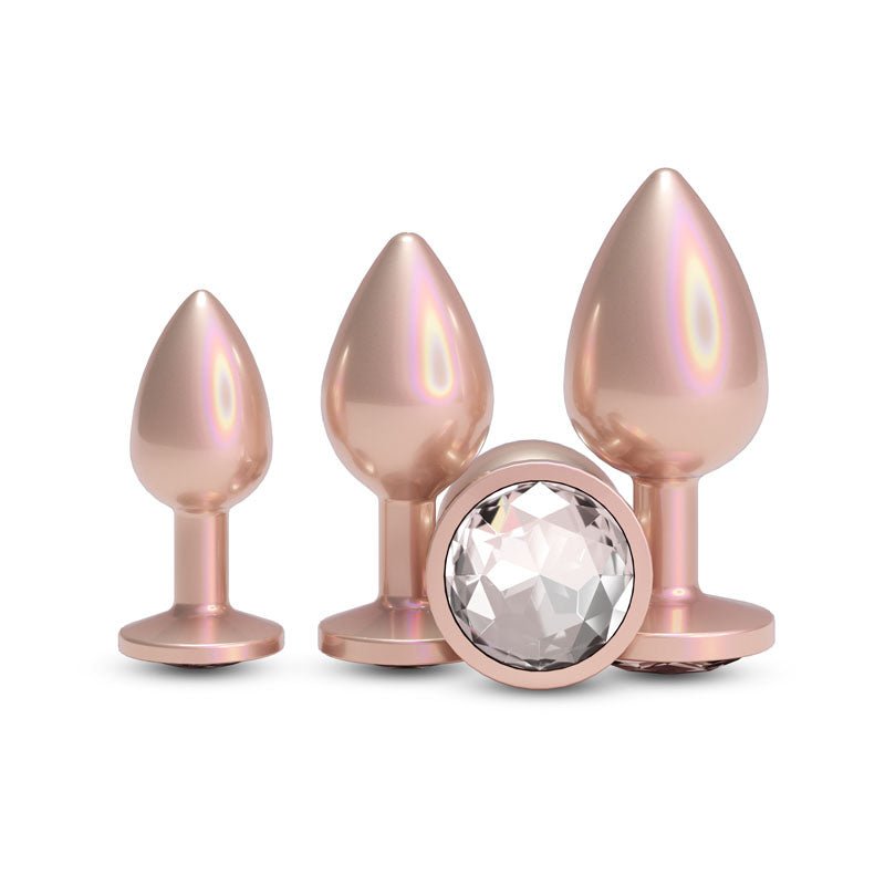 Rear Assets Trainer Kit - Iridescent Champagne Metallic Butt Plugs - Set of 3 Sizes - ANAL TOYS