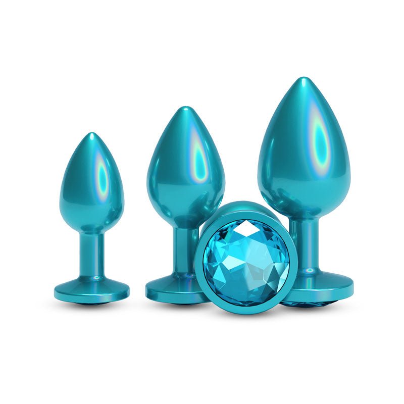Rear Assets Trainer Kit - Iridescent Teal Metallic Butt Plugs - Set of 3 Sizes - ANAL TOYS
