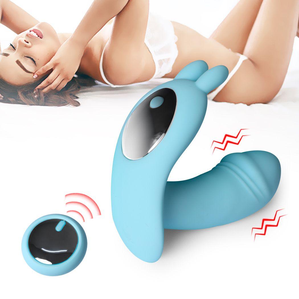 Rechargeable Rabbit Vibrator Wireless Control Blue - Sex Toys