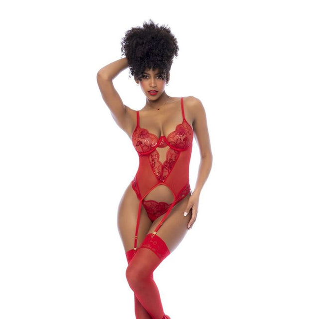 Red 2 Pc Set w/ Matching Thong - Lingerie