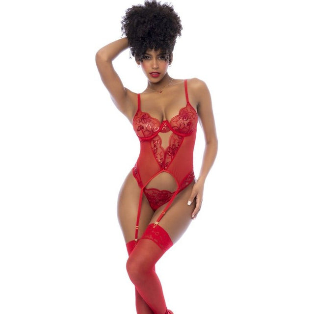 Red 2 Pc Set w/ Matching Thong - Lingerie