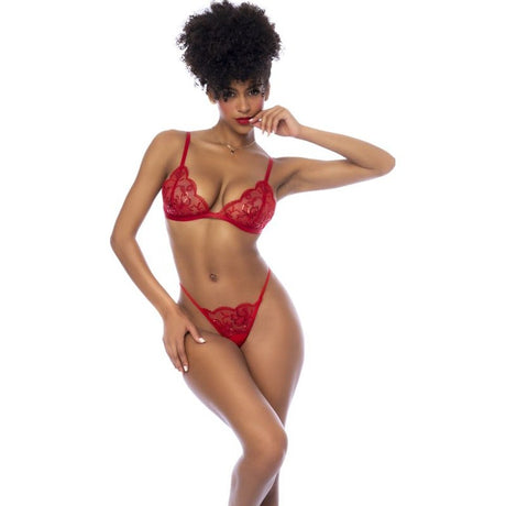Red 3 Pc Set w/ Bralette, Garter Belt and Thong - Lingerie
