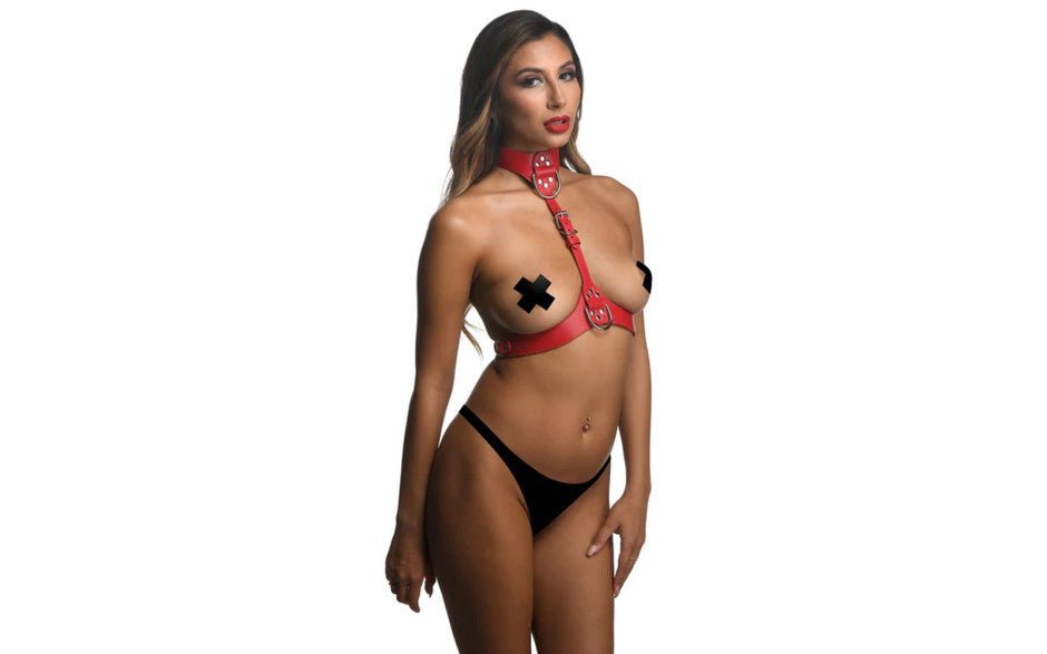 Red Female Chest Harness S/M - Adult Toys
