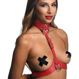 Red Female Chest Harness S/M - Adult Toys