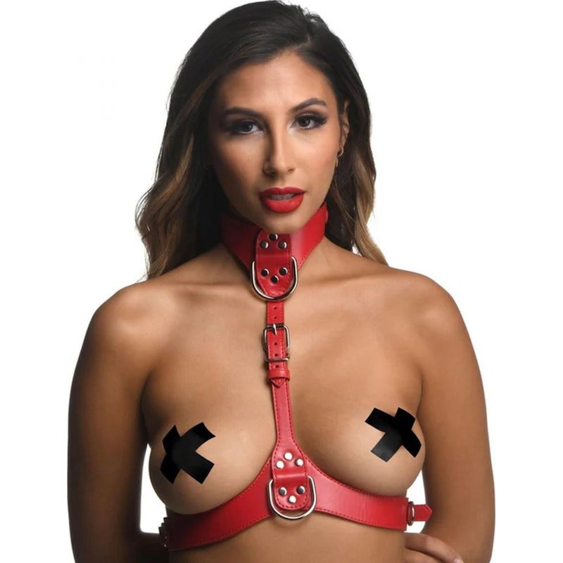 Red Female Chest Harness S/M - Adult Toys
