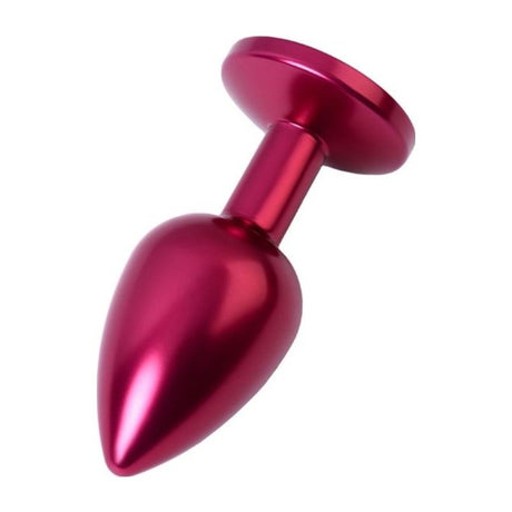 Red Metal Anal Plug w Black Crystal Small - Adult Toys