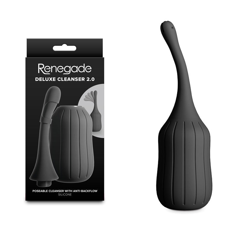 Renegade Deluxe Cleanser 2.0 Black Unisex Douche for Gentle Hygiene - HEALTH CARE