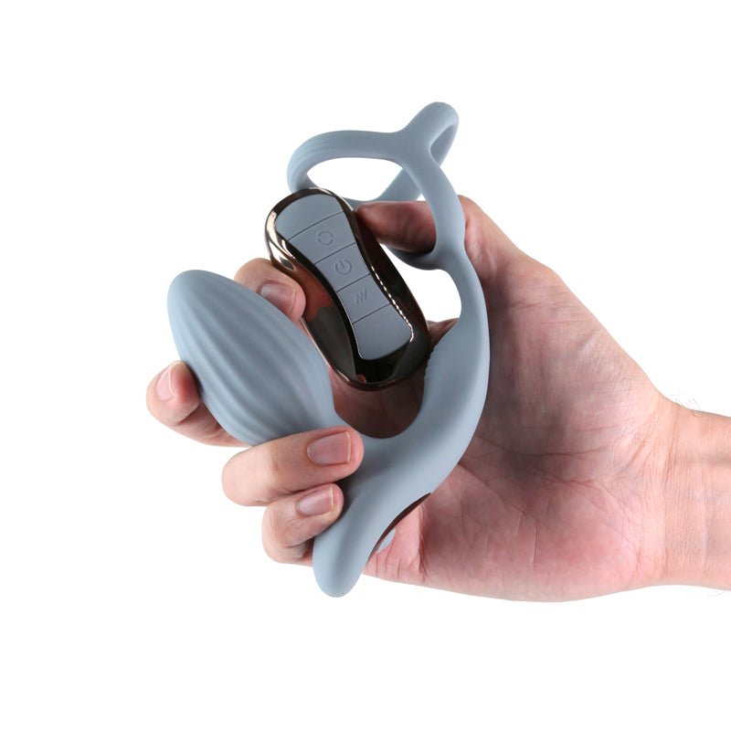 Renegade Pinnacle - Grey Vibrating Butt Plug with Cock Ring - ANAL TOYS