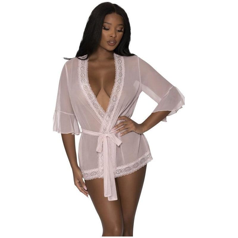 Robe with Lace Trim Blush - Naughty by Nature Adult Store