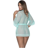 Robe with Lace Trim Turquoise - Lingerie