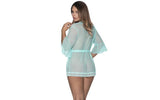 Robe with Lace Trim Turquoise - Naughty by Nature Adult Store