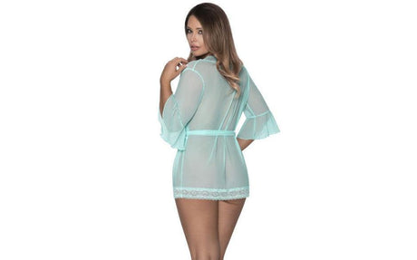 Robe with Lace Trim Turquoise - Naughty by Nature Adult Store