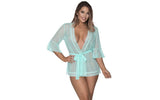 Robe with Lace Trim Turquoise - Naughty by Nature Adult Store