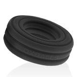 Roto Grooved Gripper Ribbed Cockring Black - Adult Toys
