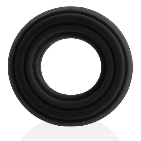 Roto Grooved Gripper Ribbed Cockring Black - Adult Toys