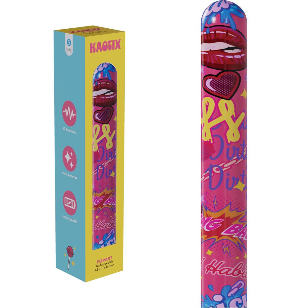 S Line Kaotix Pop Art Pink USB Rechargeable Vibrator 17.8cm - VIBRATORS
