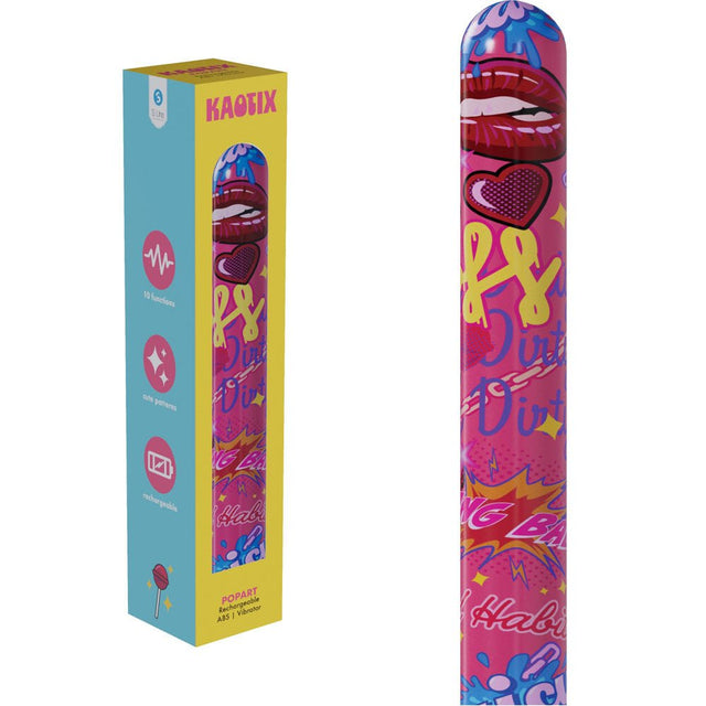 S Line Kaotix Pop Art Pink USB Rechargeable Vibrator 17.8cm - VIBRATORS