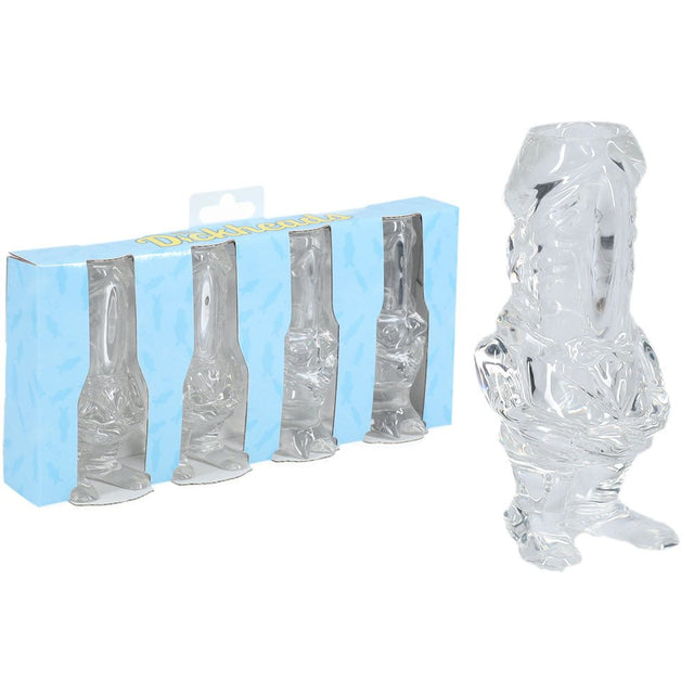 S - LINE The Dickheads - Couples Tall Shot Glasses - Clear Novelty 44 ml Shot Glasses - 4 Pack - Novelties