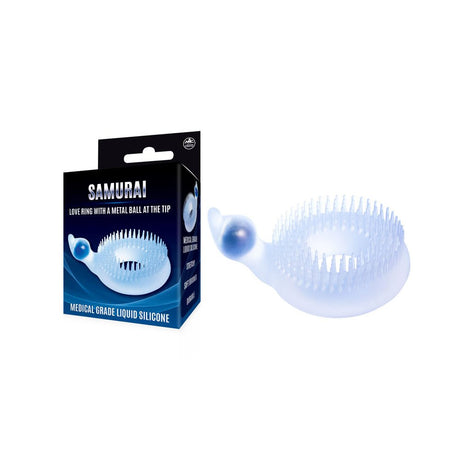Samurai - Clear Cock Ring with Metal Ball at Tip - COCK RINGS