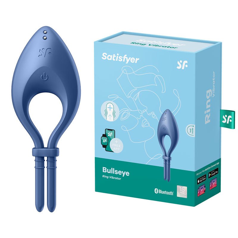 Satisfyer Bullseye - Blue - Blue Vibrating Adjustable Lasso Cock Ring - COCK RINGS - PREMIUM