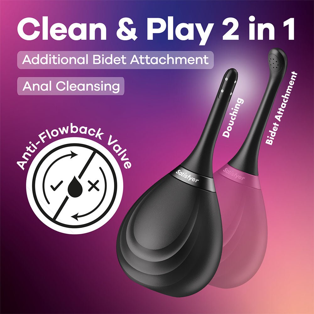 Satisfyer Clean And Play 2 In 1 Black Unisex Douchette For Intimate Hygiene - HEALTH CARE-PREMIUM