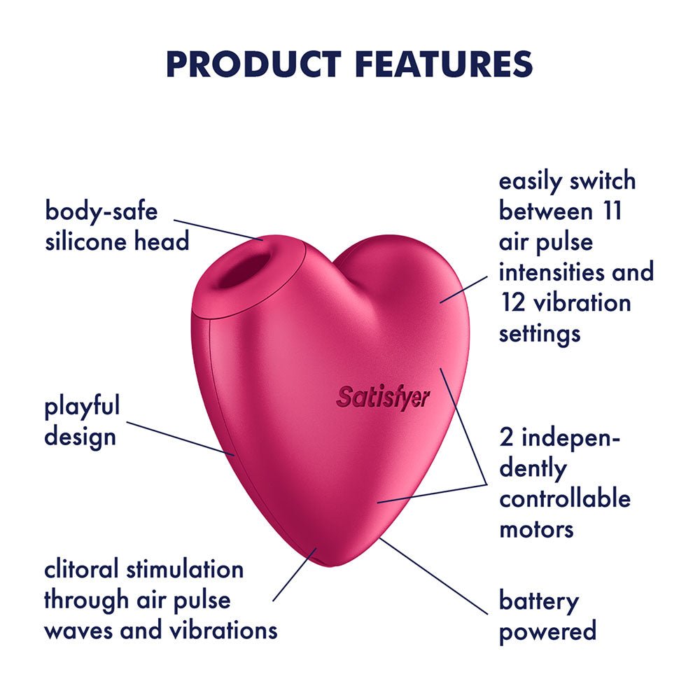 Satisfyer Cutie Heart Battery Operated Air Pulsation Stimulator - AIR PULSATION - PREMIUM