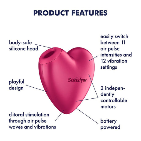 Satisfyer Cutie Heart Battery Operated Air Pulsation Stimulator - AIR PULSATION - PREMIUM