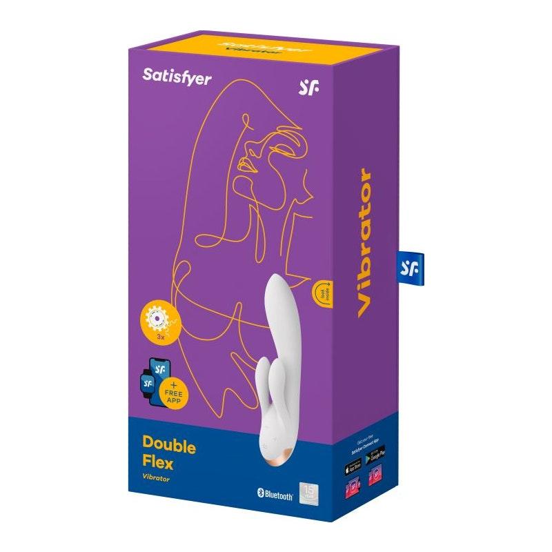 Satisfyer Double Flex App Rabbit Vibrator White - Naughty by Nature Adult Store