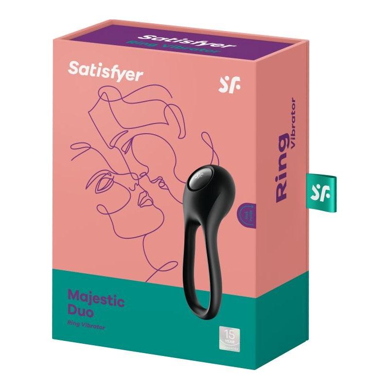 Satisfyer Majestic Duo Double Cockring | Rechargeable Silicone - Black - Adult Toys