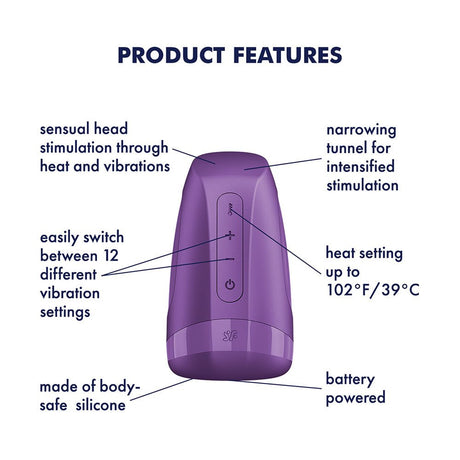 Satisfyer Men Heat Vibration Battery Series Vibrating Masturbator - MASTURBATORS - PREMIUM