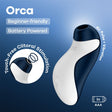 Satisfyer Orca Battery Series Navy Blue Air Pulse Clitoral Stimulator - AIR PULSATION-PREMIUM