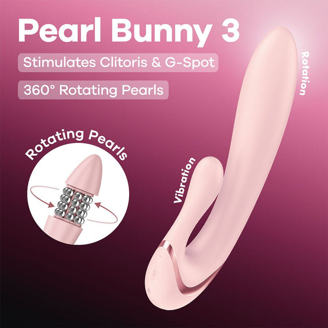 Satisfyer Pearl Bunny 3 Pink USB Rechargeable Rabbit Vibrator - VIBRATORS-PREMIUM