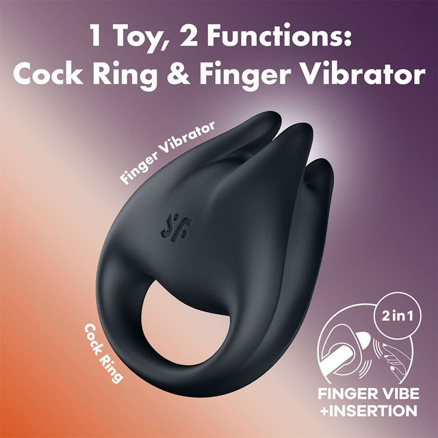 Satisfyer Perfect Pair 1 Vibrating Couples Ring Black USB-Rechargeable - COCK RINGS-PREMIUM