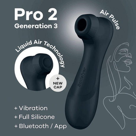 Satisfyer Pro 2 Generation 3 with App Control - Dark Grey Touch-Free USB-Rechargeable Clitoral Stimulator - Naughty by Nature Adult Store