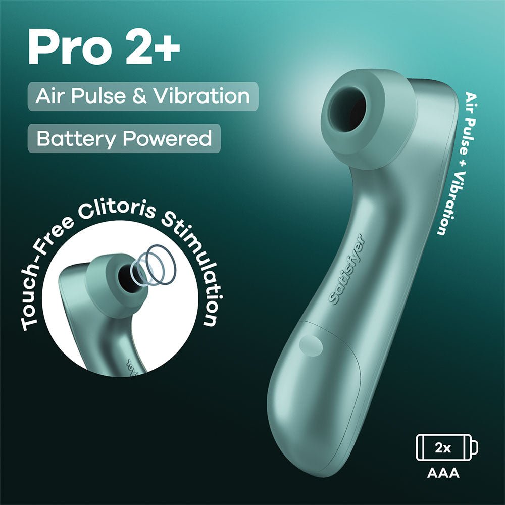 Satisfyer Pro 2 Plus Mint Green Air Pulse Clitoral Stimulator With Vibration - AIR PULSATION-PREMIUM