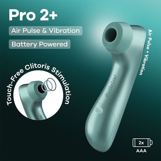 Satisfyer Pro 2 Plus Mint Green Air Pulse Clitoral Stimulator With Vibration - AIR PULSATION-PREMIUM