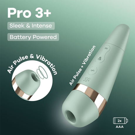 Satisfyer Pro 3 Battery Mint Air Pulse Clitoral Stimulator With Vibration - AIR PULSATION-PREMIUM